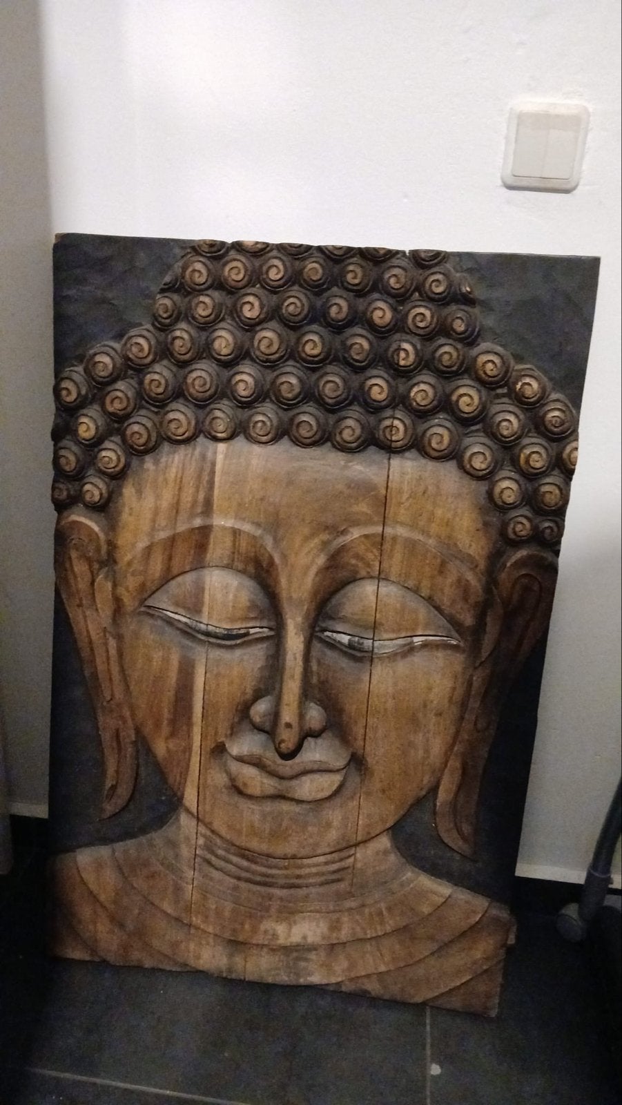 Decoratief Boeddha wandpaneel van hout, Ophalen, Gebruikt
