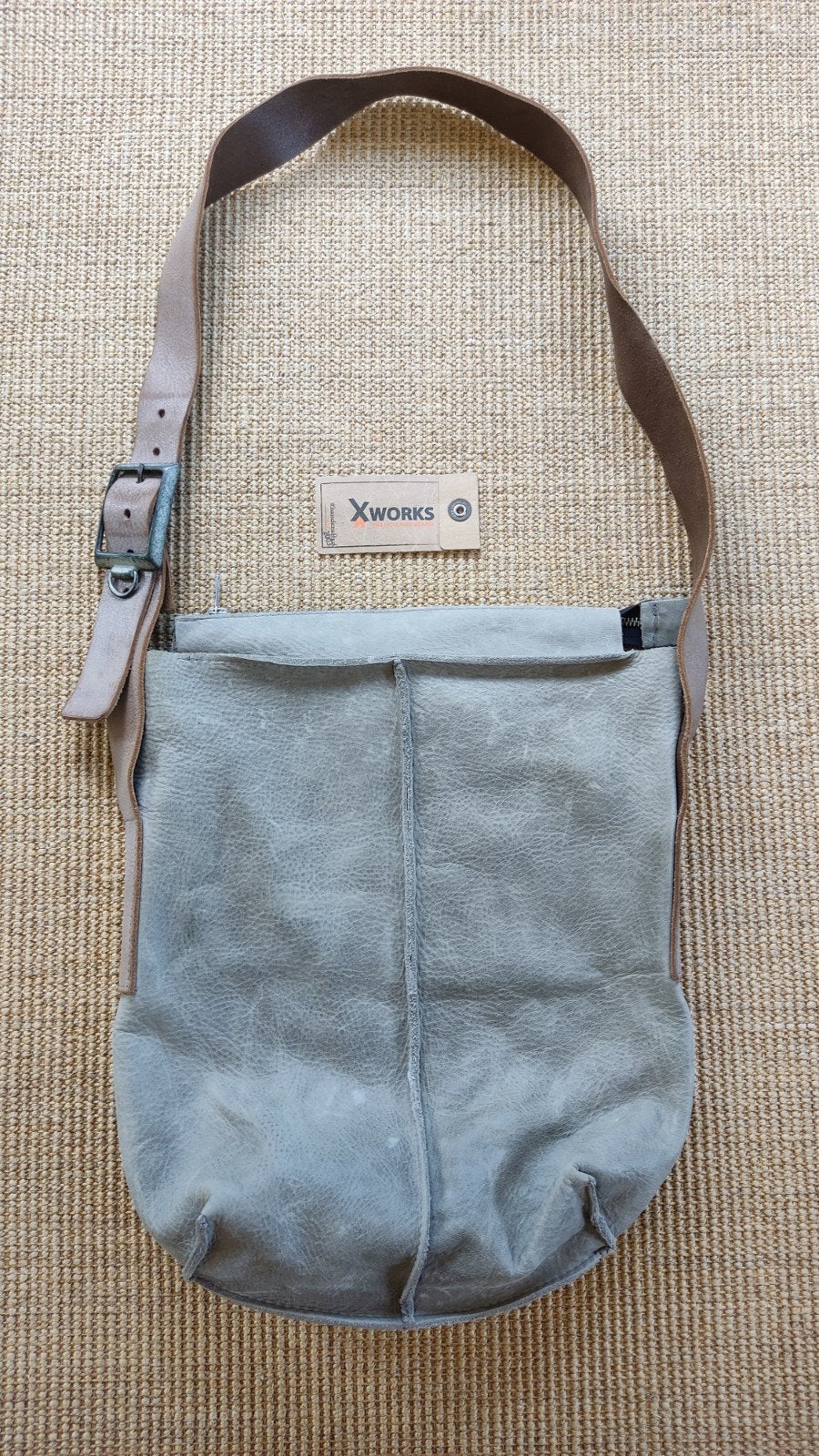 XWORKS Handgemaakte Leren Schoudertas - Vintage Look, Ophalen of Verzenden, Gebruikt, Grijs, Schoudertasje