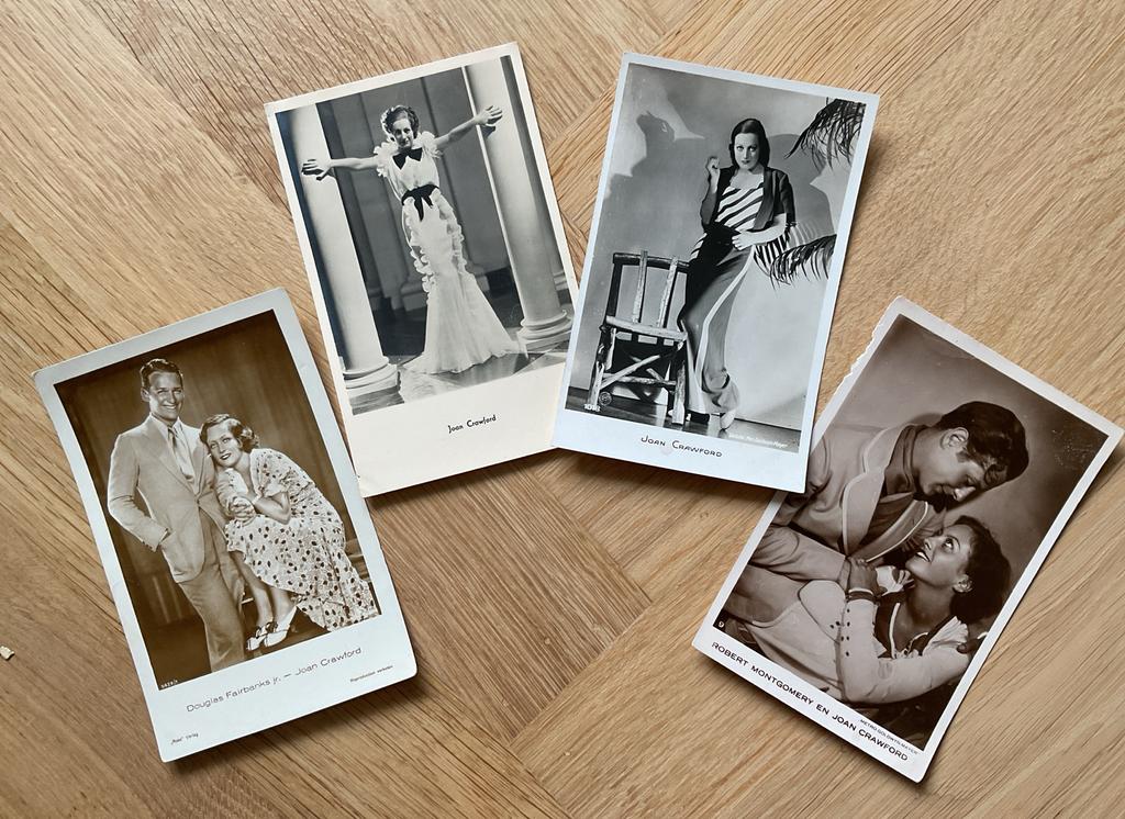 Set van 4 vintage ansichtkaarten met Joan Crawford, Ophalen of Verzenden, Voor 1920, Ongelopen