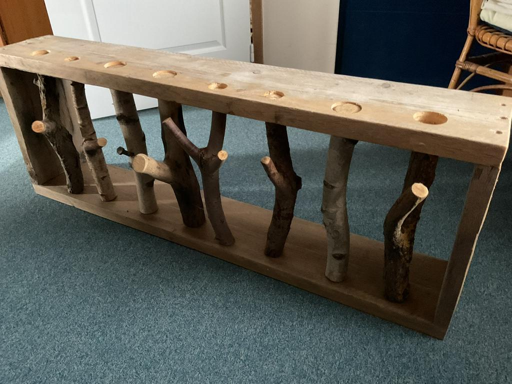 Steigerhouten wandkapstok met houten haken, Huis en Inrichting, Woonaccessoires | Kisten, Ophalen, Zo goed als nieuw, 100 tot 150 cm