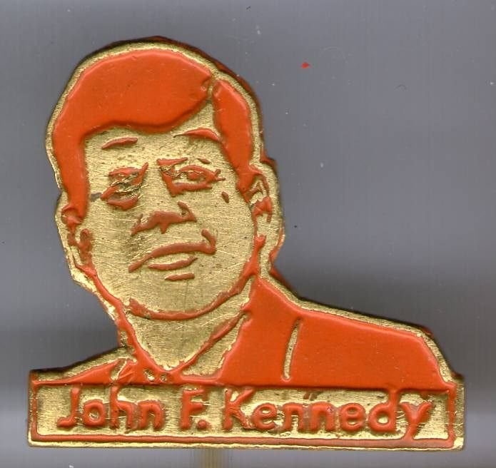 John F. Kennedy oranje op koper president speldje ( S_021), Verzenden, Nieuw, Figuurtje, Speldje of Pin