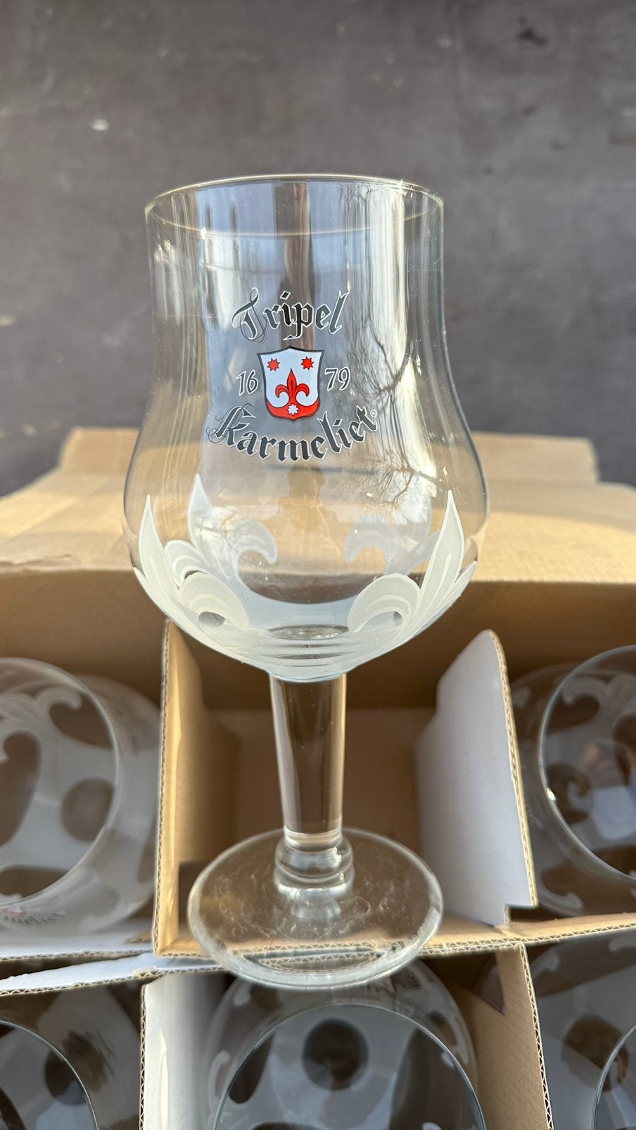 Tripel Karmeliet bierglazen, Ophalen of Verzenden, Zo goed als nieuw, Glas of Glazen, Overige merken