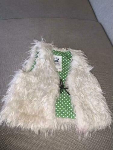 Lckr 98 104 bontje wit witte gilet vest vestje, Verzenden, Gebruikt, Meisje, Trui of Vest