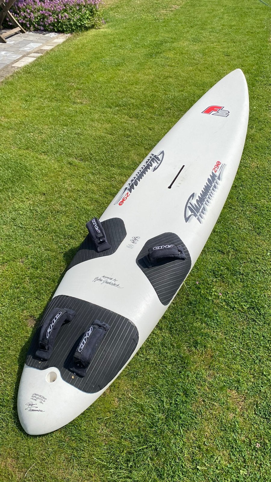 F2 Windsurfpl peter thommen 290 met vin en boardbag, Ophalen, 250 tot 300 cm, Gebruikt, F2