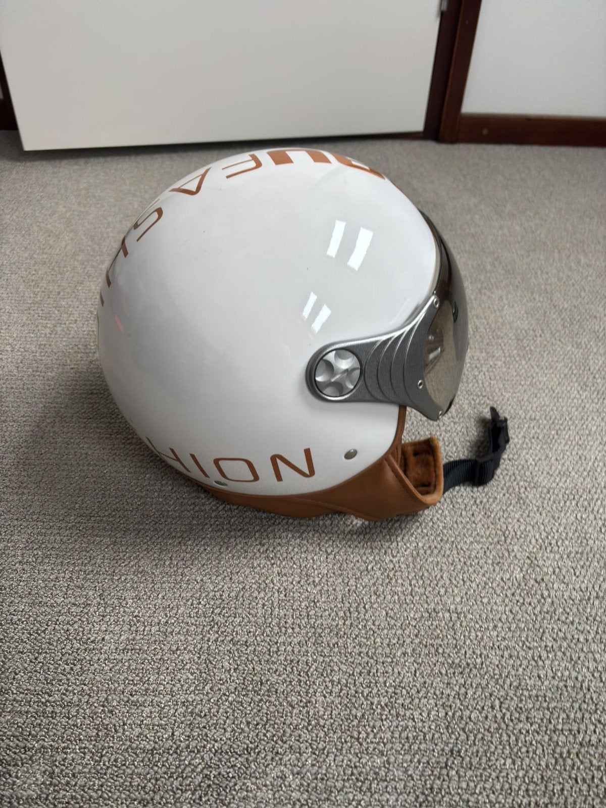 Fashion Nau Scooterhelm - Wit/Bruin - Maat M, Ophalen of Verzenden, Zo goed als nieuw, Medium, Fashion Nau