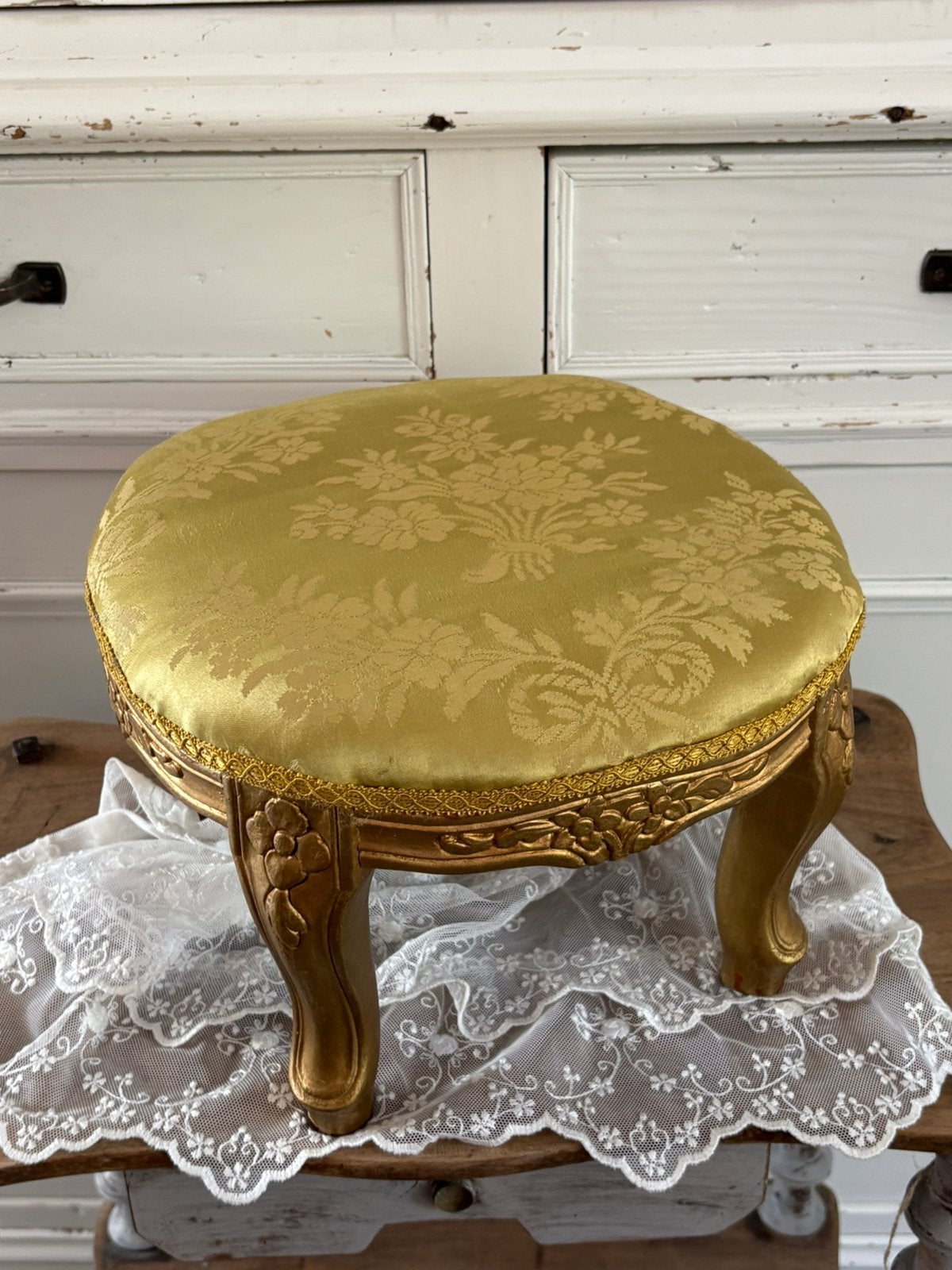 Brocante opstapje krukje voetenbankje, Ophalen of Verzenden
