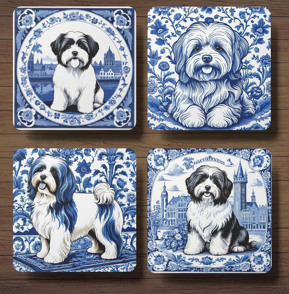 Havanezer Delfts Blauw onderzetters met houder, Ophalen of Verzenden, Nieuw, Glas of Kopje