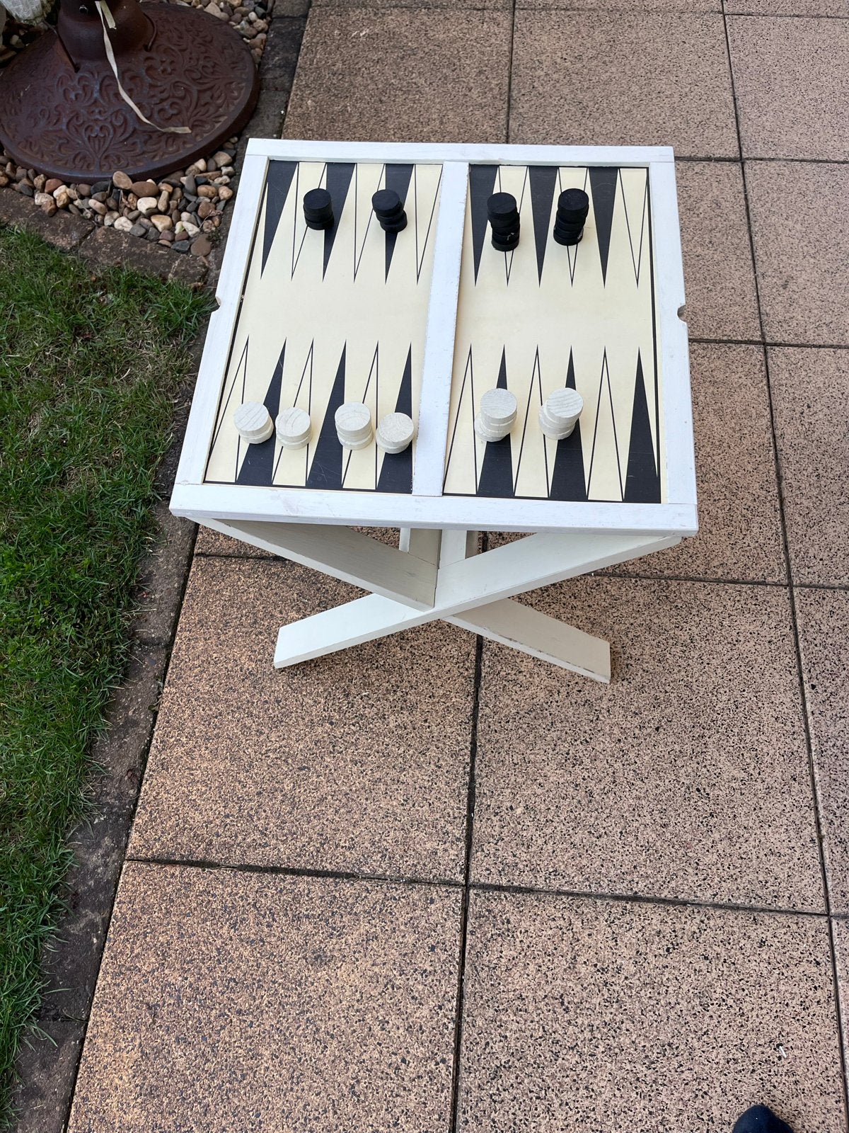 Schaakspel en Backgammon op inklapbare tafel, Een of twee spelers, Ophalen, Gebruikt, Reisspel