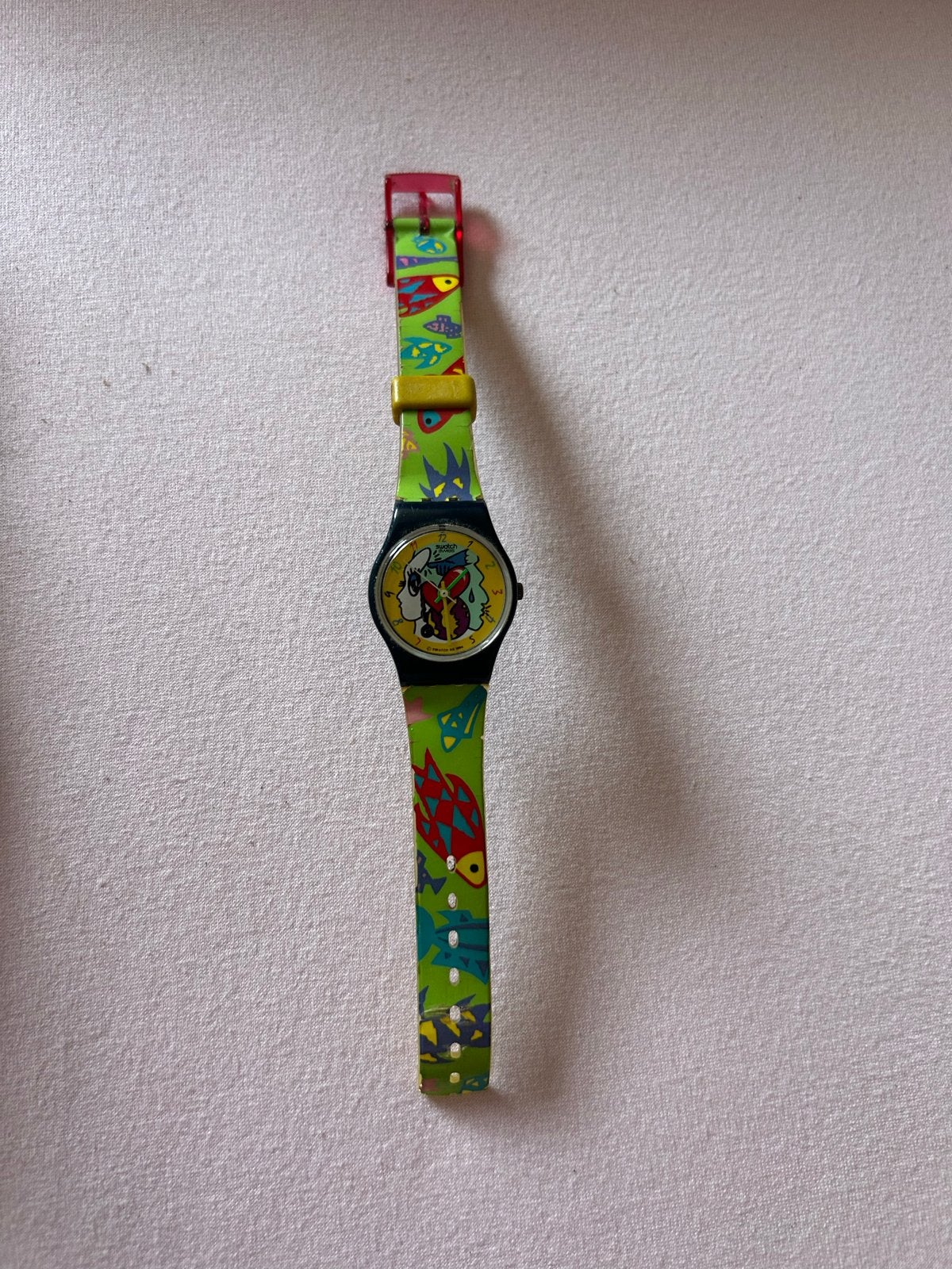 Vintage Swatch Gent Polshorloge 1992 met Uniek Design, Sieraden, Tassen en Uiterlijk, Horloges | Dames, Kunststof, Gebruikt, Polshorloge