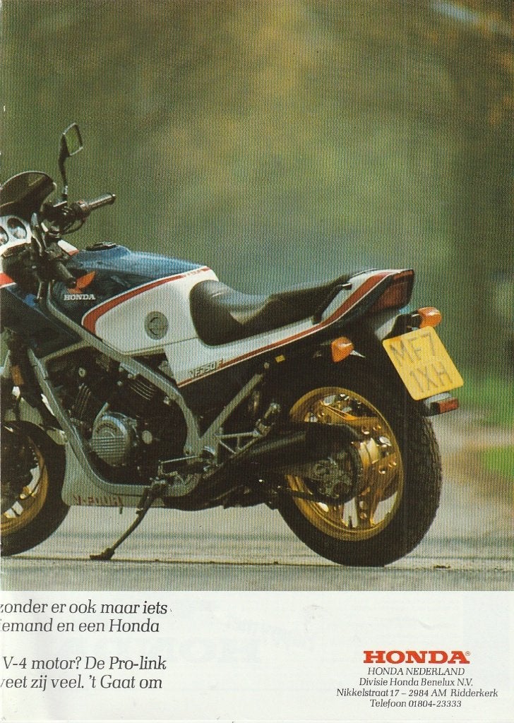 retro reclame 1983 Honda VF750 motor niet voorbijlopen, Verzenden, Overige typen