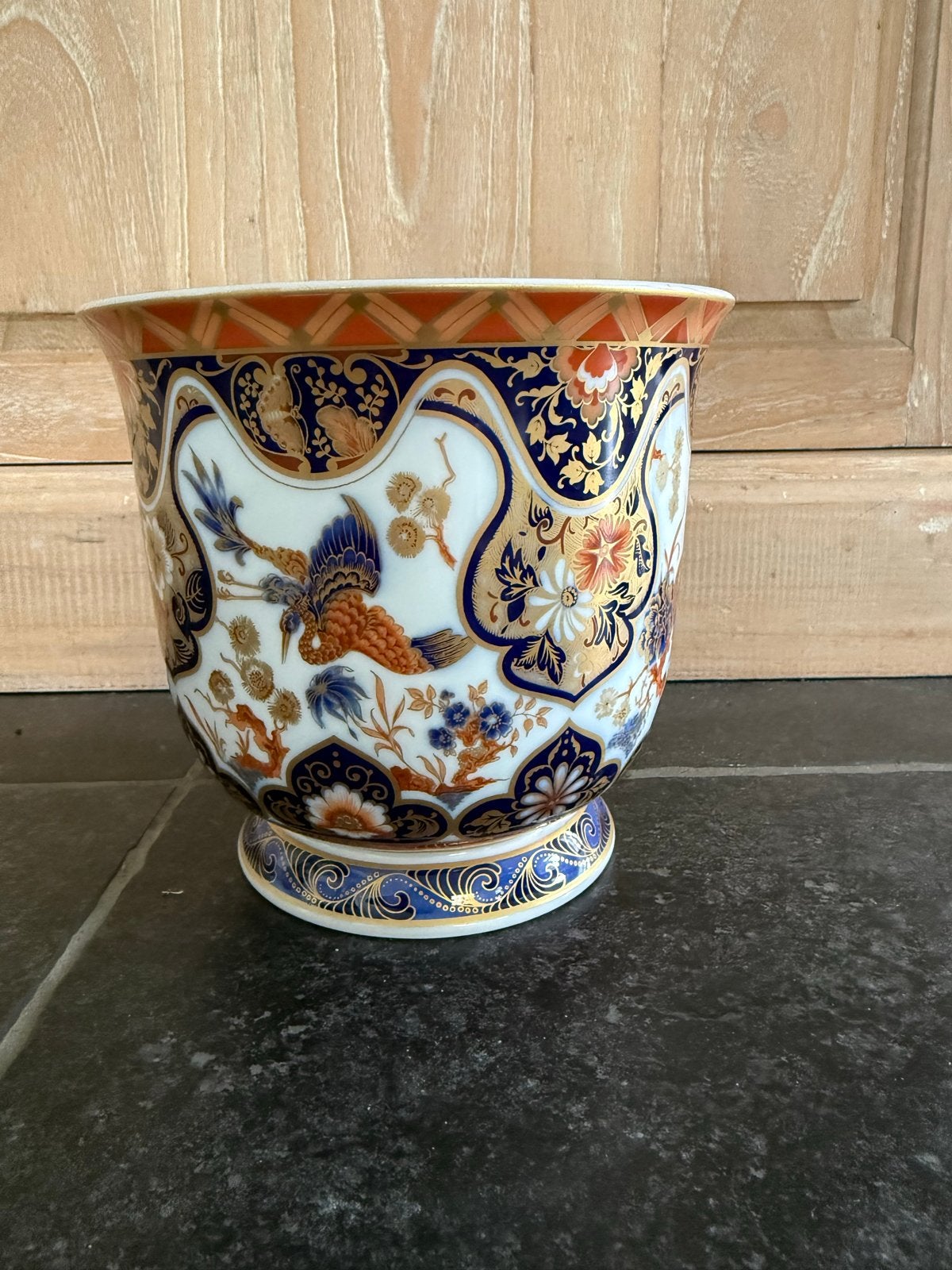 Prachtige Kaiser Yokohama bloempot met vogeldecor, Ophalen of Verzenden