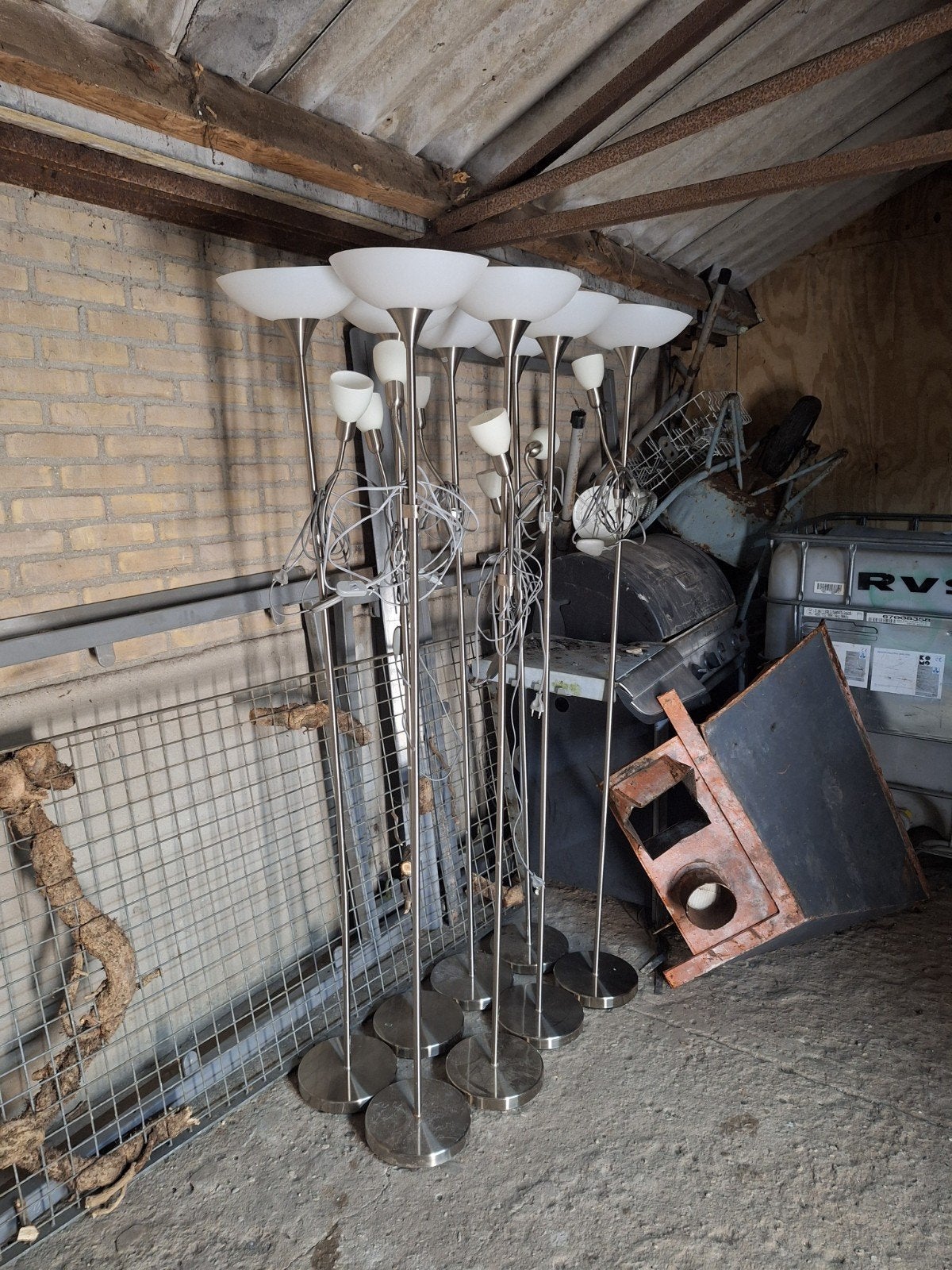 Partij van 8 staande lampen met leeslampjes 20 euro per stuk, Huis en Inrichting, Ophalen, Gebruikt, E27 (groot), Glas