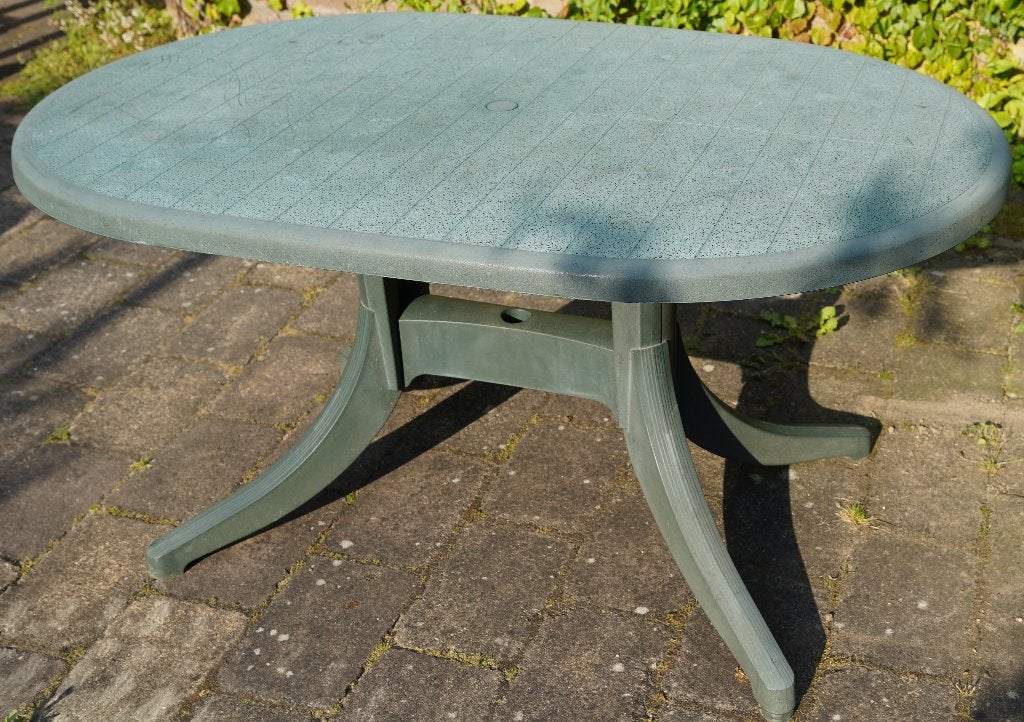Tuintafel, Tuin en Terras, Tuintafels, Ophalen, Gebruikt, Ovaal, Kunststof