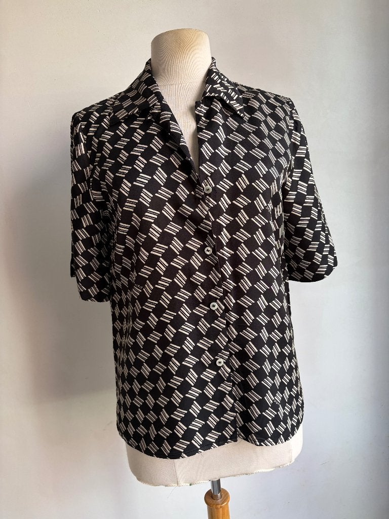 arket blouse beige zwart maat 36, Verzenden, Zwart, Zo goed als nieuw, Arket