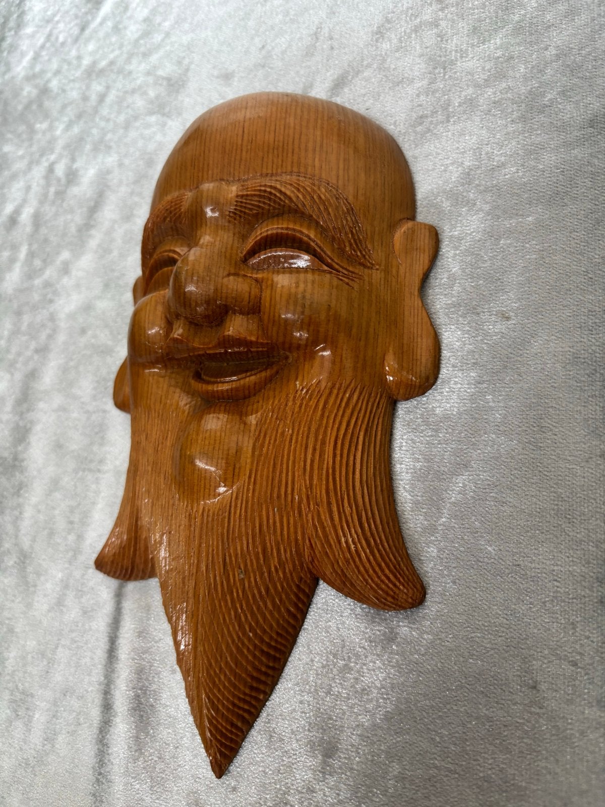 Japans hout uitgesneden masker de Lachende Man, Antiek en Kunst, Ophalen of Verzenden