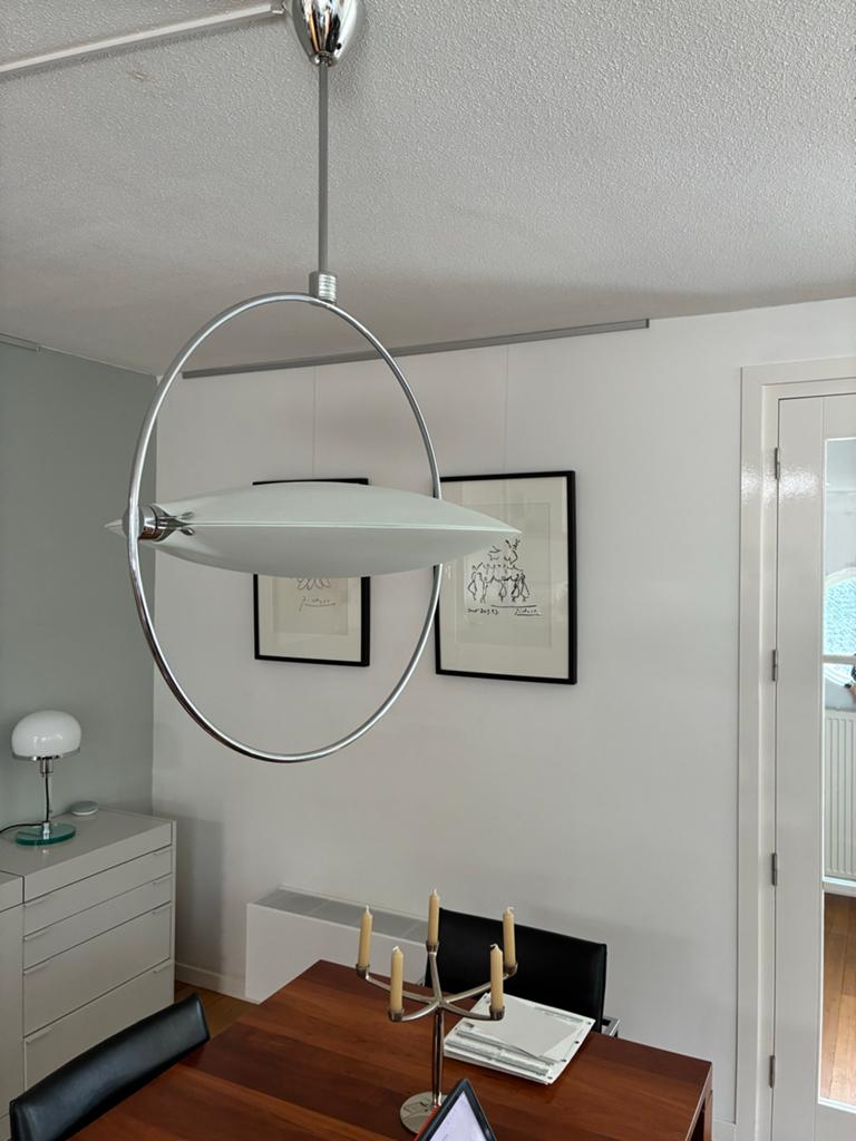 Italiaanse design hanglamp (Fontana Arte), Huis en Inrichting, Lampen | Hanglampen, Ophalen, Gebruikt, Glas