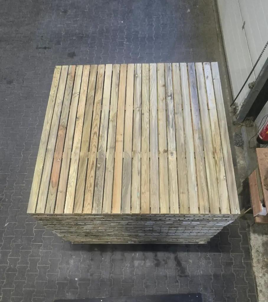 Dubbelzijdig geschroefd grenen tuinscherm 180x180 cm, 150 tot 200 cm, Nieuw, Ophalen of Verzenden, 150 tot 200 cm
