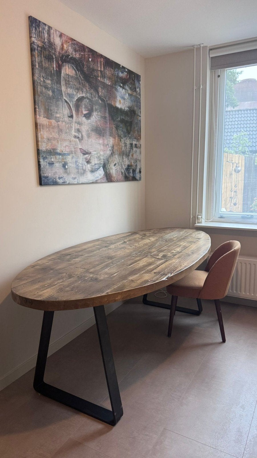 Industriële ovale eet- of vergadertafel (tot 8 pers.), Ophalen, 100 tot 150 cm, 200 cm of meer, Metaal
