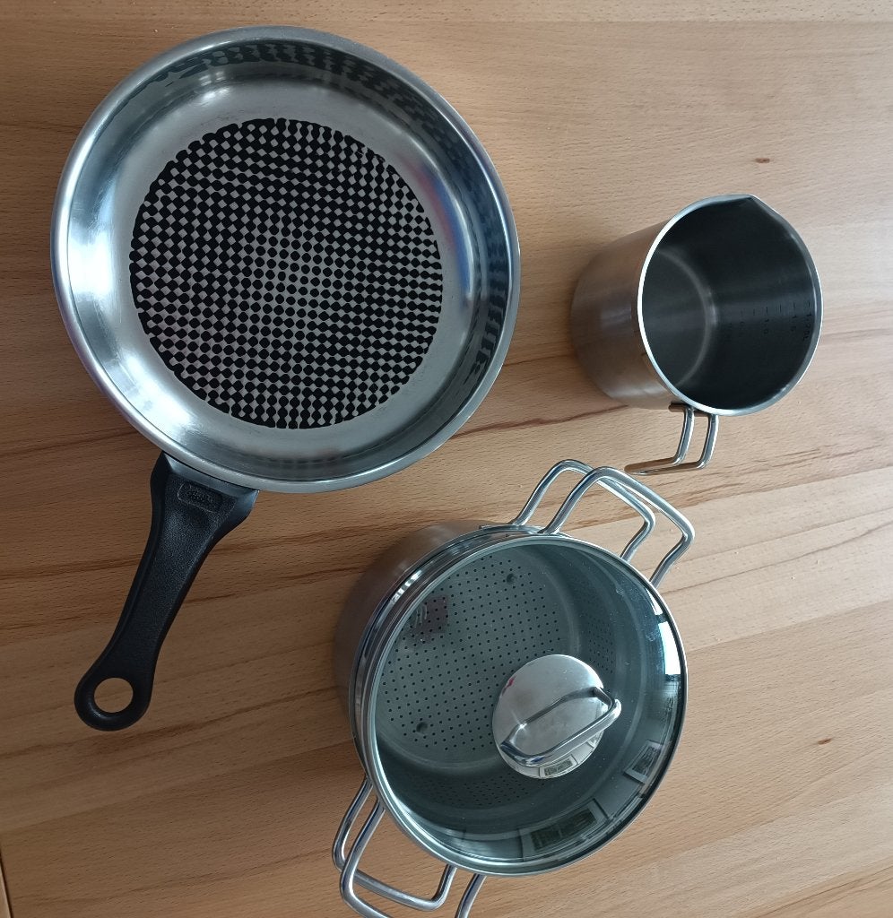 steelpan rijstkookpan melkkoker RVS, Ophalen of Verzenden, Zo goed als nieuw, Rvs, Pannenset