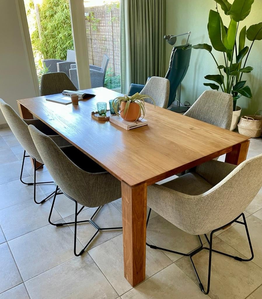 Prachtige teakhouten eettafel, Huis en Inrichting, Tafels | Eettafels, Ophalen, Teakhout, 200 cm of meer, 50 tot 100 cm