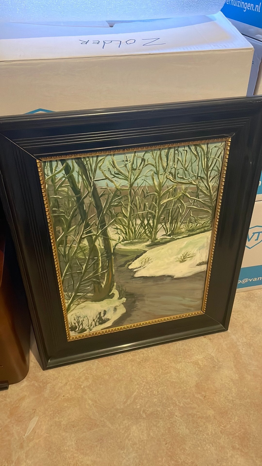 Landschap met rivier Signed LW, Antiek en Kunst, Ophalen of Verzenden