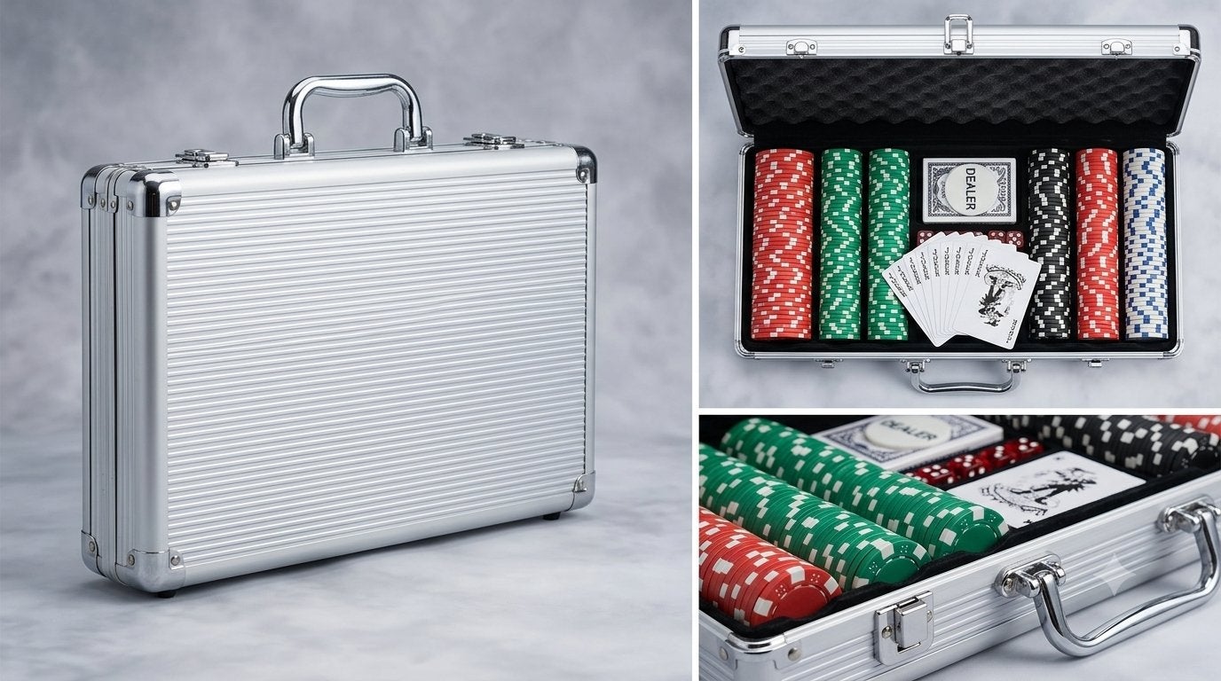 Professionele Pokerset in Aluminium Koffer - 200 Chips, Hobby en Vrije tijd, Gezelschapsspellen | Kaartspellen, Drie of vier spelers