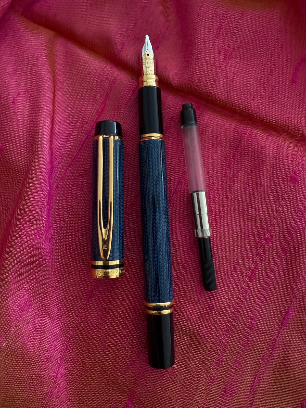 Waterman ‘Le Man’ 200 Caviar Blue met gouden penpunt L, Verzamelen, Verzenden, Zo goed als nieuw, Vulpen, Waterman