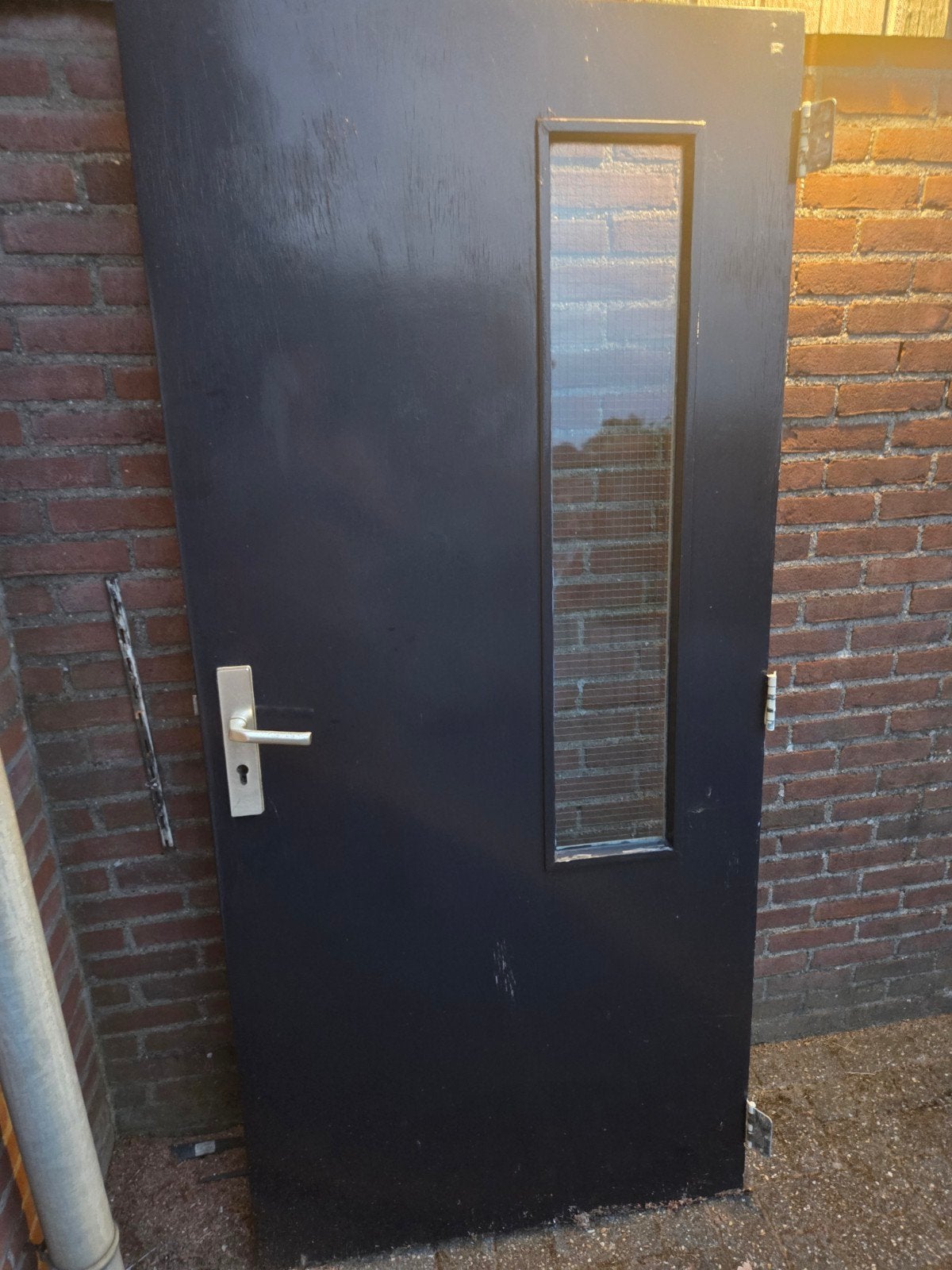 Buitendeur met glas 90x203cm, Ophalen, Gebruikt, 80 tot 100 cm, Buitendeur