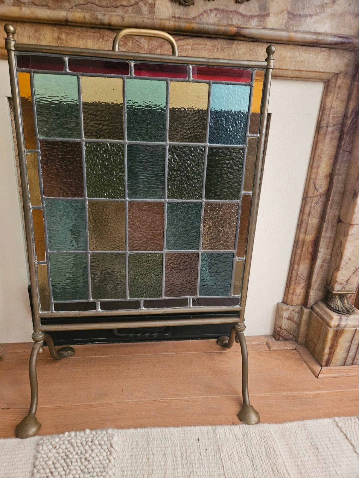 Antiek glas-in-lood haardscherm, Ophalen