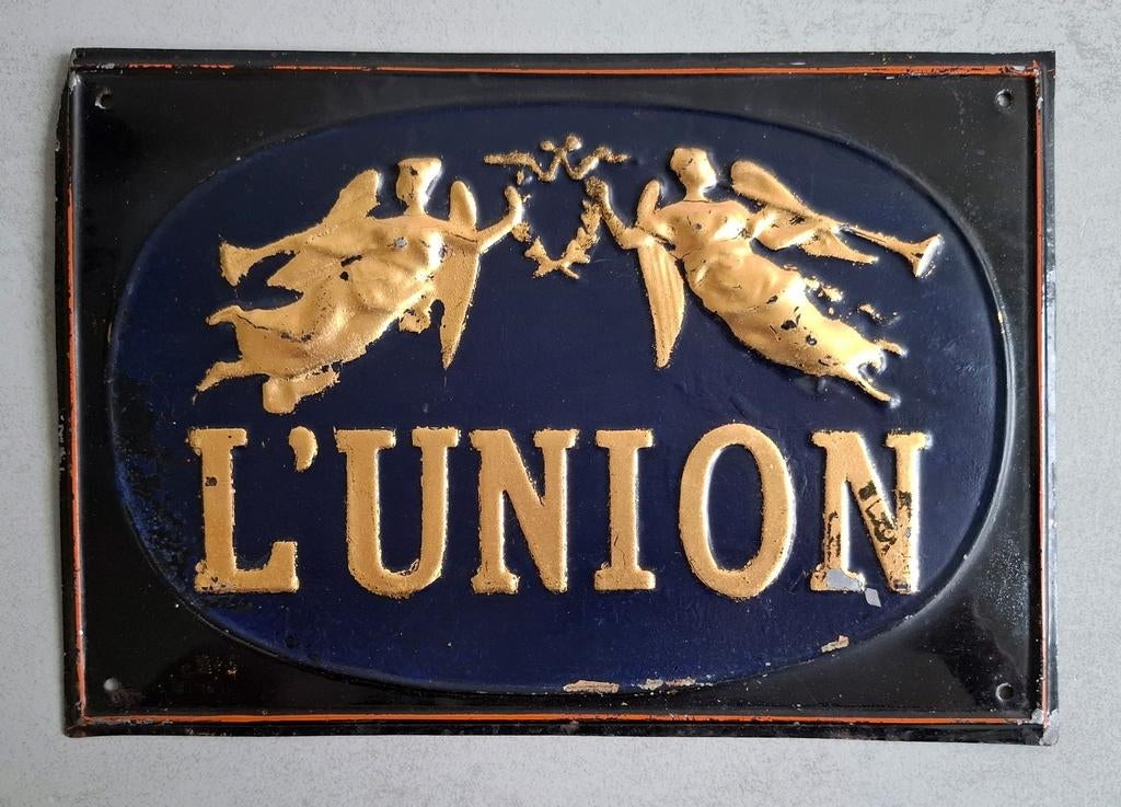 Oud emaille bordje L'UNION, Antiek en Kunst, Ophalen of Verzenden