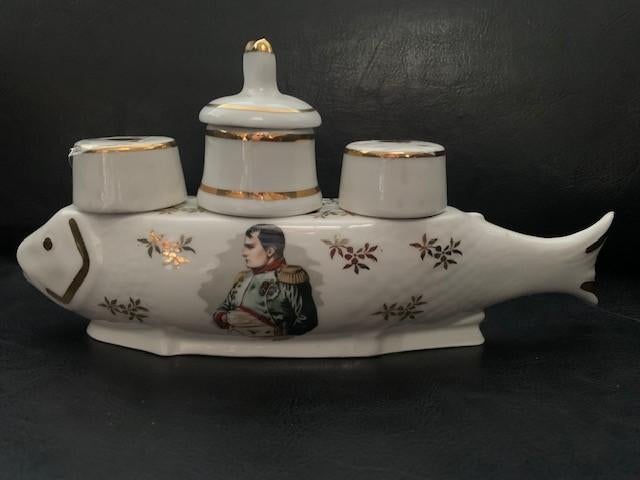 Limoges porselein vis, peper mosterd zout, napoleon, Antiek en Kunst, Curiosa en Brocante, Ophalen of Verzenden