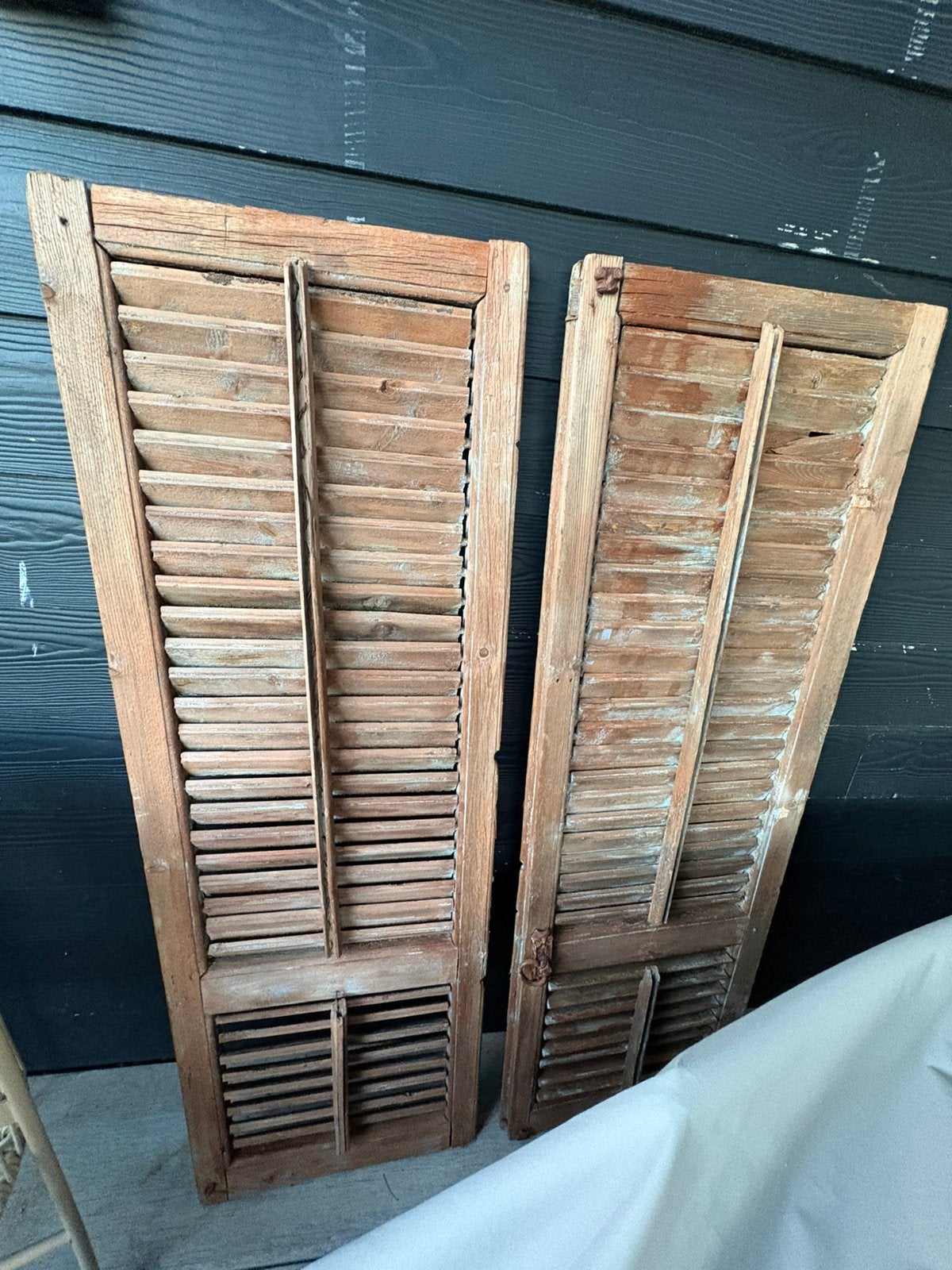 Toffe houten shutters 58x144, Ophalen, Gebruikt