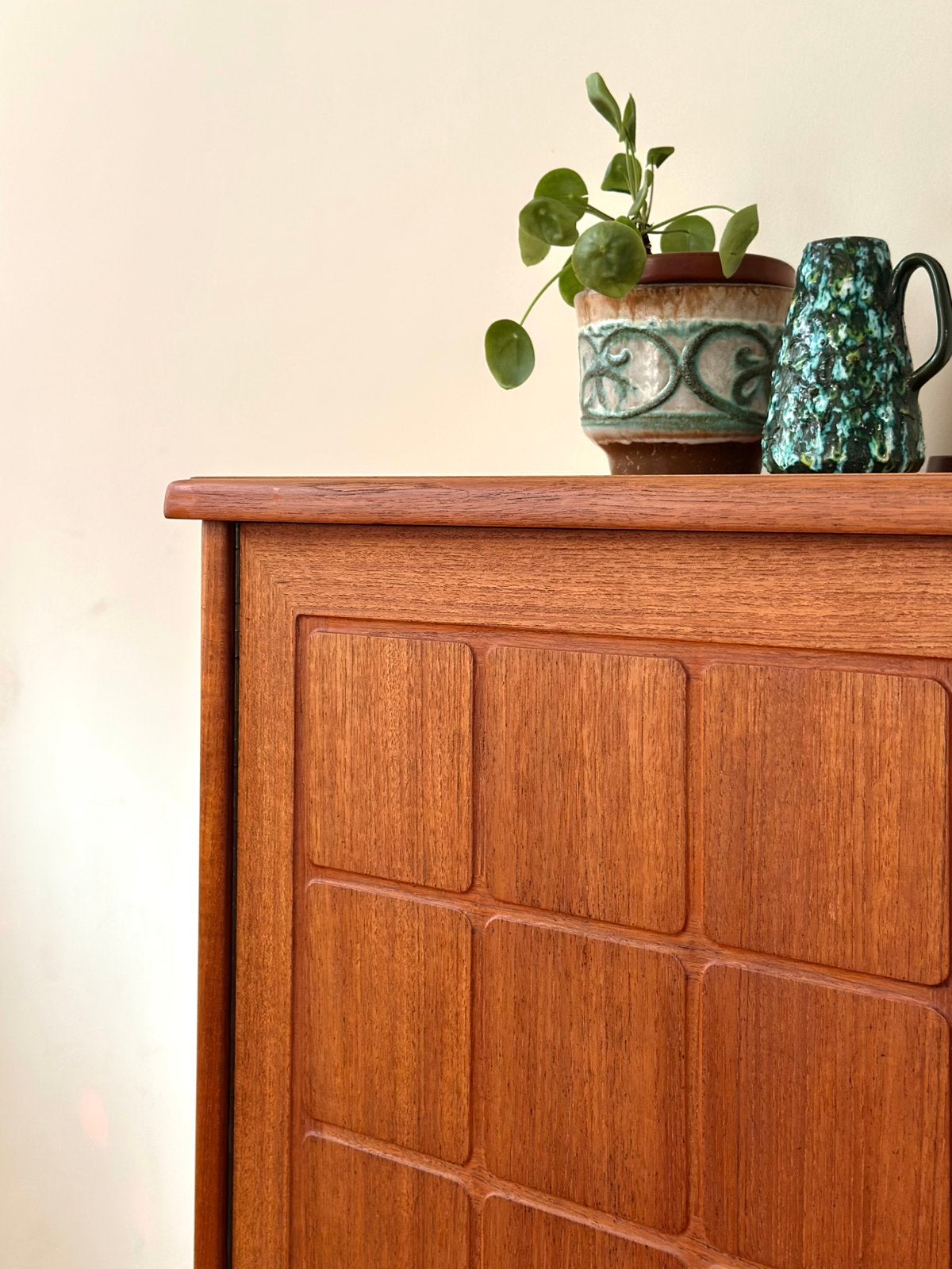 Vintage Noors design highboard Nordås Bruk jaren 50/60/70, Ophalen, Gebruikt, 100 tot 150 cm, Teakhout
