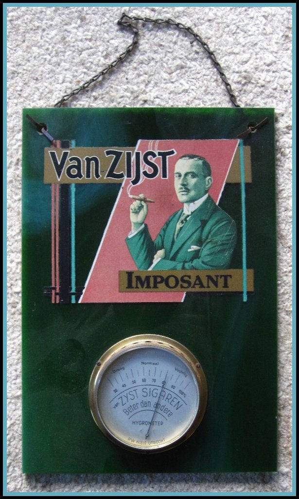 RECLAME VAN ZIJST Sigaren Imposant met hygrometer jaren 30, Ophalen, Zo goed als nieuw, Overige typen