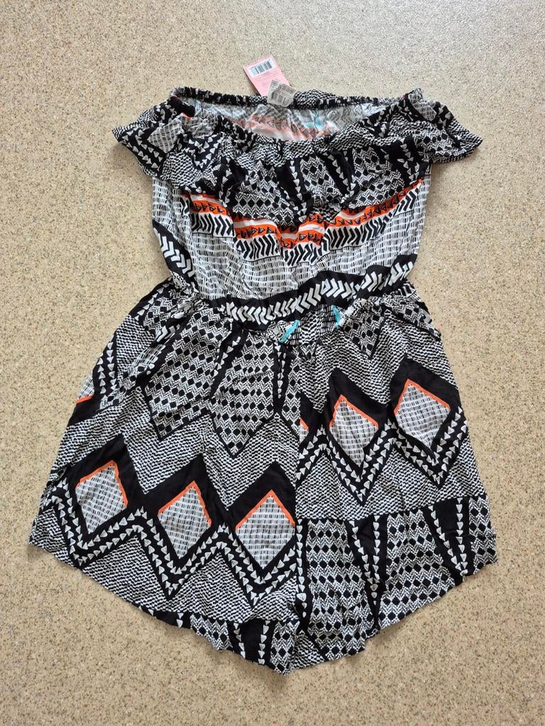 Wendy Jumpsuit S/M - Zwart/Wit met Oranje accenten, Kleding | Dames, Jumpsuits, Wendy, Zwart, Nieuw, Ophalen of Verzenden