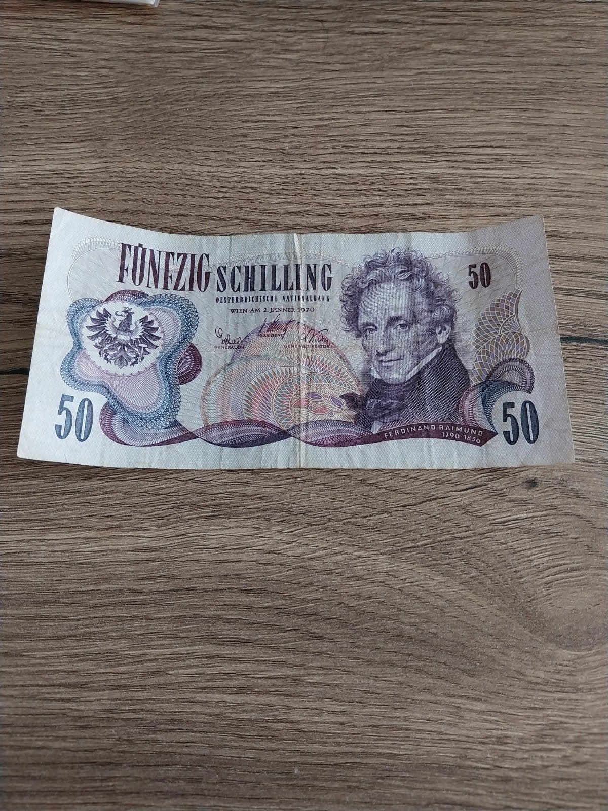 Oostenrijkse 50 Schilling bankbiljet (1970), Postzegels en Munten, Bankbiljetten | Europa | Eurobiljetten, Ophalen of Verzenden