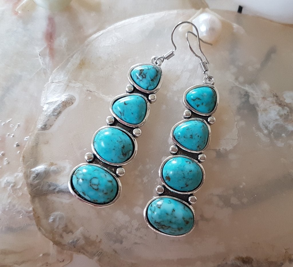 Bohemian Ibiza Oorbellen in Turquoise, Sieraden, Tassen en Uiterlijk, Oorbellen, Overige materialen, Hangers, Nieuw, Verzenden