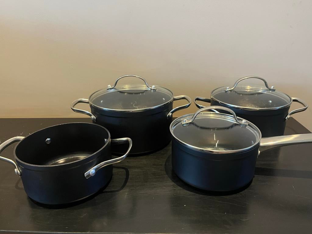 Gero Pannenset met glazen deksels, Pannenset, Ophalen of Verzenden, Keramische plaat, Nieuw