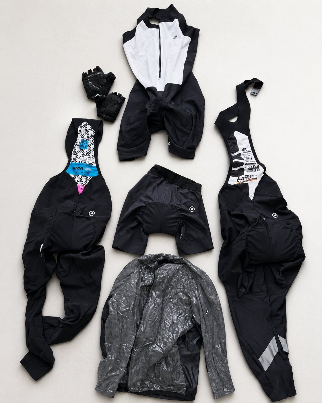 Assos fiets kleding 3 bibbs trisuit reflecterend overjack, Maat 38/40 (M), Zwart, Overige typen, Ophalen of Verzenden