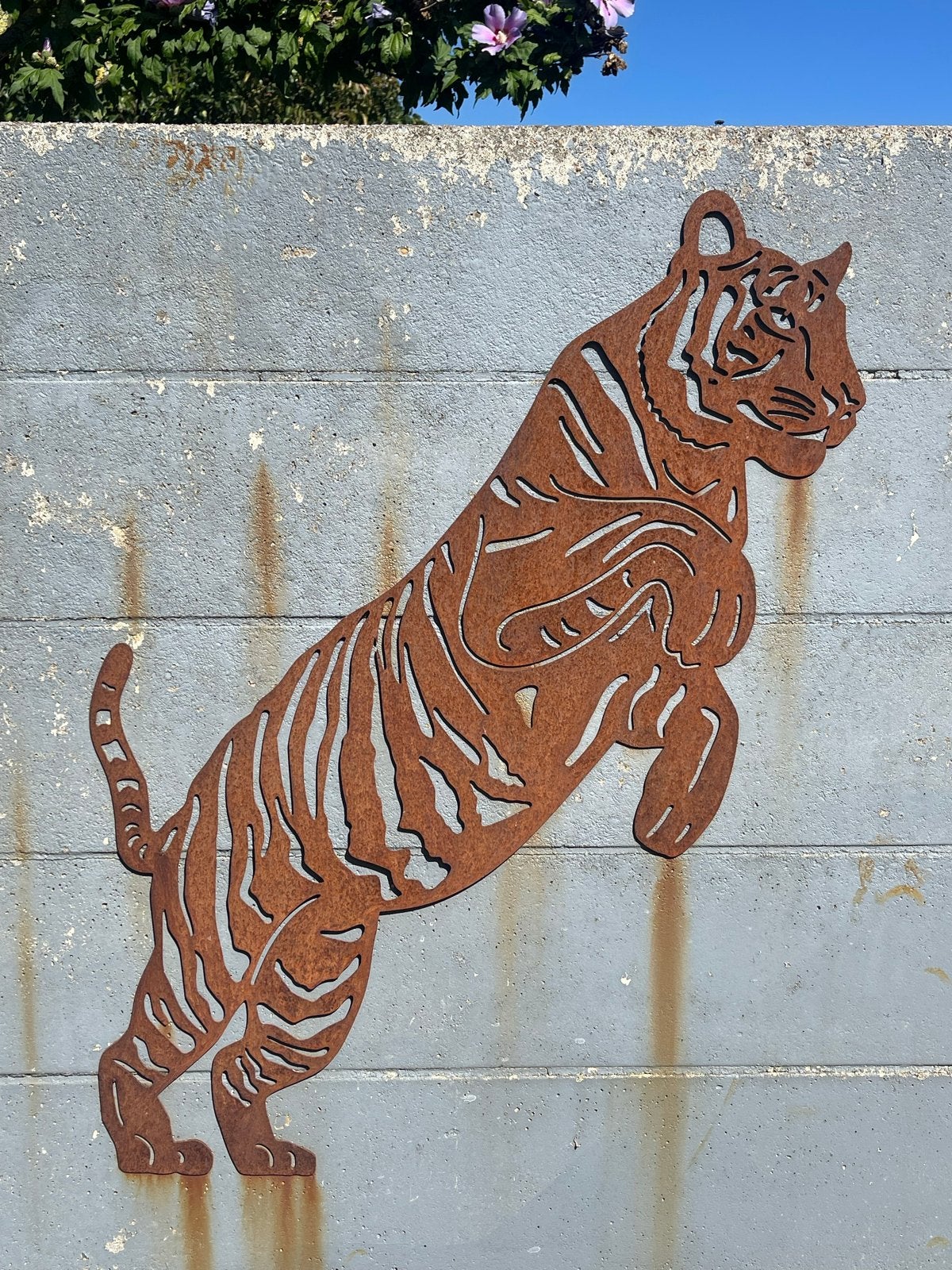 Metalen Tijger Wanddecoratie - Roestbruin, Ophalen, Metaal, Wandsculptuur, Industrieel