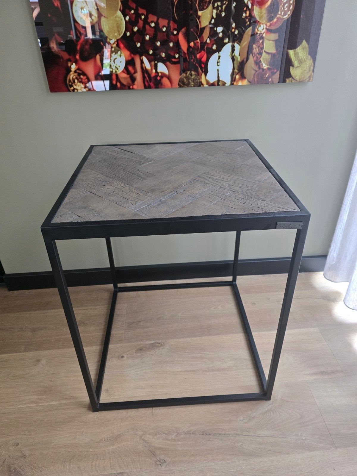 Richmond Interiors Bijzettafel 50x50 - Hout & Metaal, Huis en Inrichting, Tafels | Bijzettafels, Ophalen of Verzenden, Zo goed als nieuw