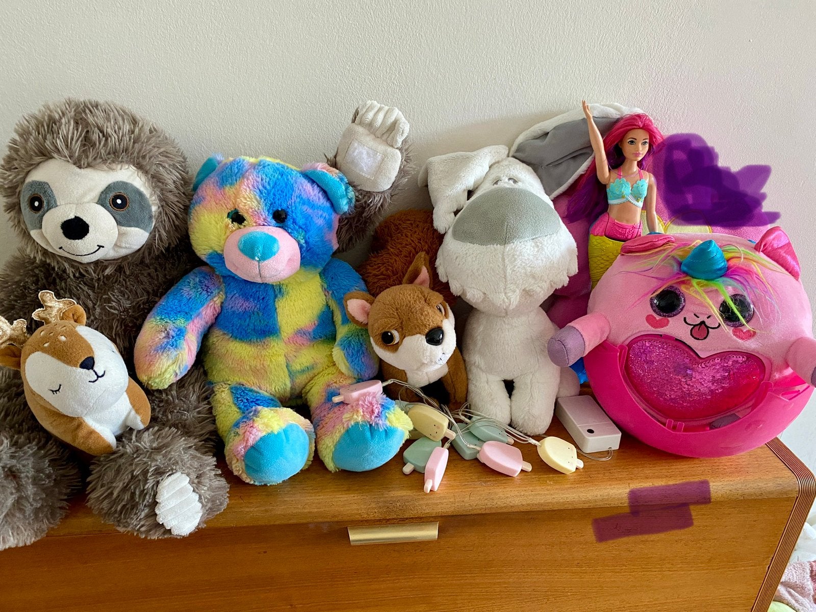 Knuffels barbie Efteling ijs lampjes snoer rainbocorn, Ophalen of Verzenden, Gebruikt, Overige typen