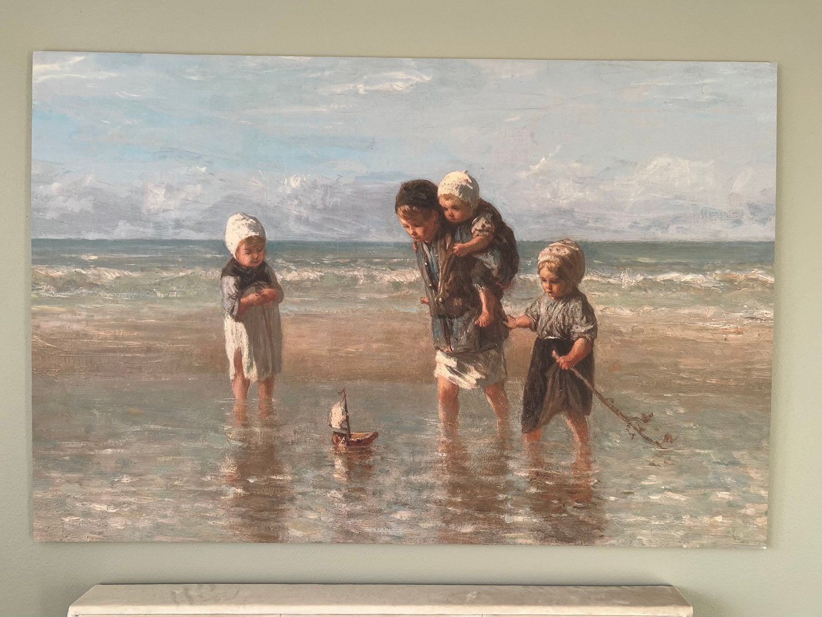 Schilderij Kinderen der Zee 1872, Jozef Israëls canvas, Antiek en Kunst, Kunst | Schilderijen | Klassiek, Ophalen, Doek, Oud hollands