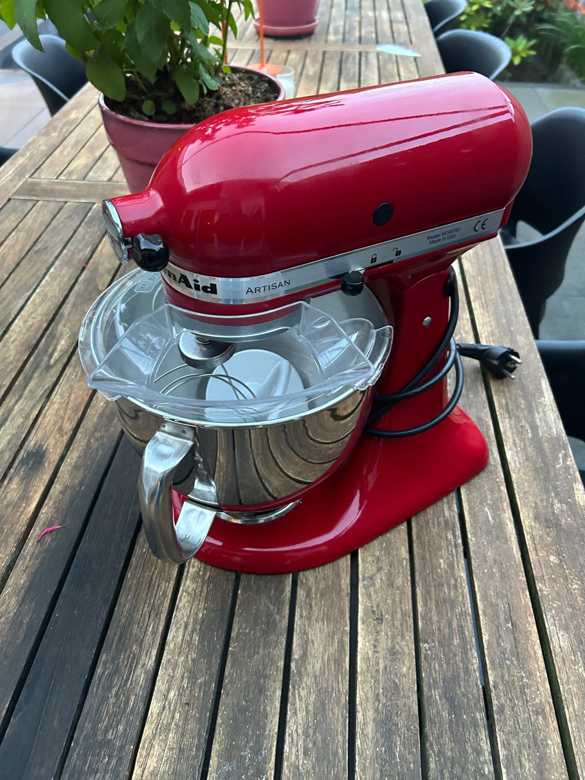 KitchenAid Artisan Keukenmixer Rood - Model 5KSM150, 4 liter of meer, Gebruikt, 3 snelheden of meer, Ophalen of Verzenden
