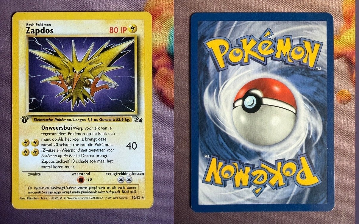 Zapdos Basis-Pokémon Kaart - 80 IP - Nederlands, Ophalen of Verzenden, Gebruikt, Losse kaart