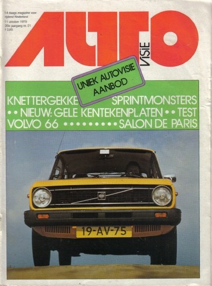Autovisie 21 1975 : Volvo 66 DL - Opel Rekord - Mitsubishi, Ophalen of Verzenden, Gelezen, Algemeen
