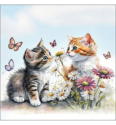 Ambiente servet kittens in flower field 33 x 33 cm 13319355, ., Dieren, Nieuw, Ophalen of Verzenden