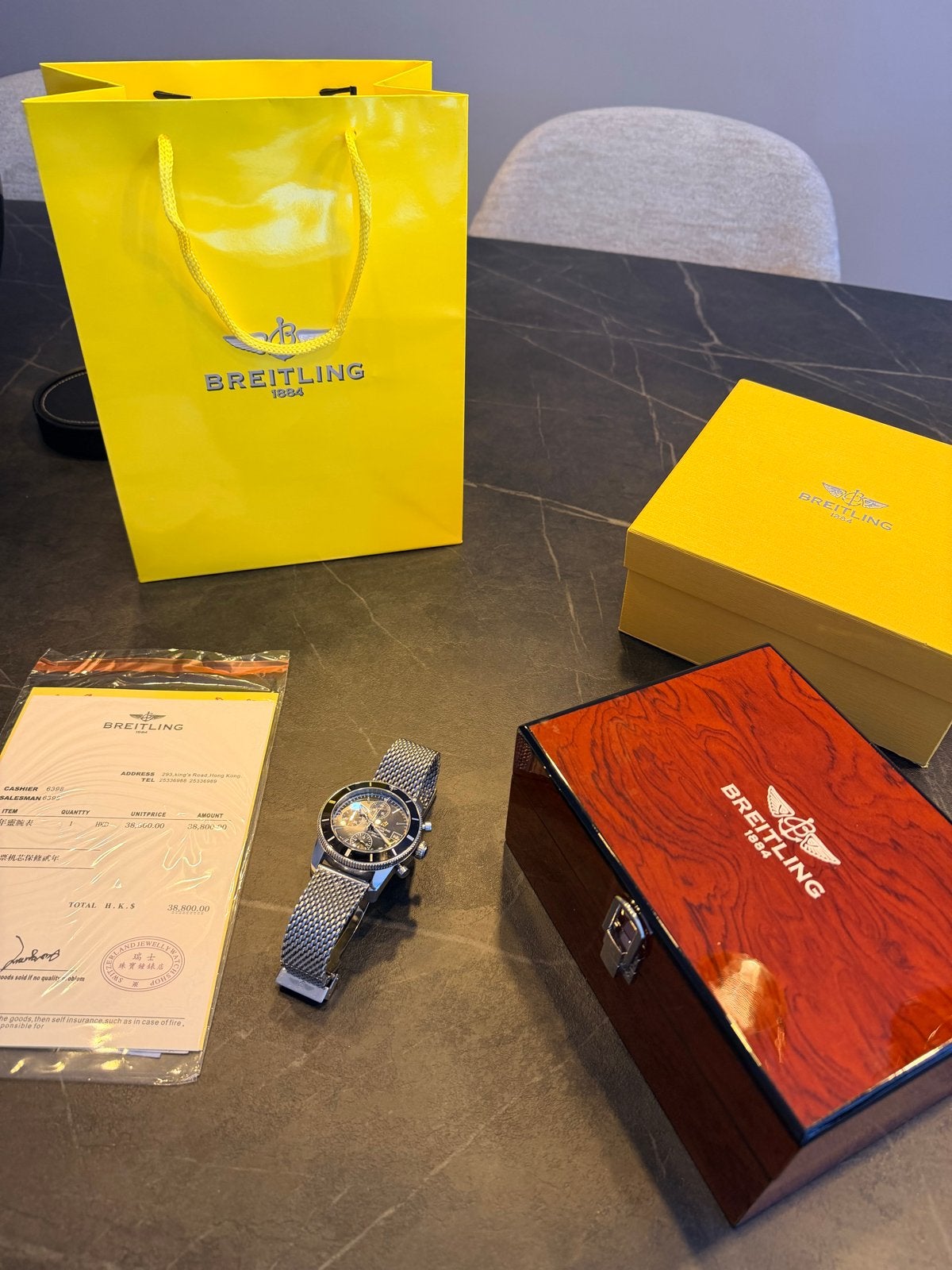 Breitling Superocean Chronograaf A13320 met Milanese band, Ophalen, Gebruikt, Staal, Breitling