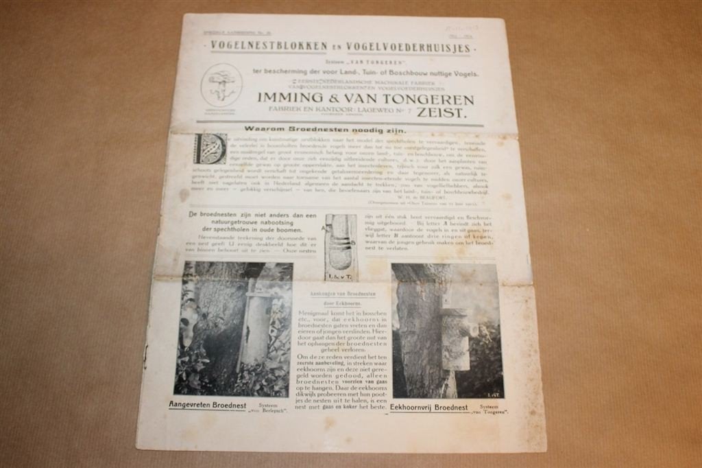 Prijscourant Vogelhuisjes - Imming & van Tongeren 1913 !!, Boeken, Ophalen of Verzenden, Zo goed als nieuw