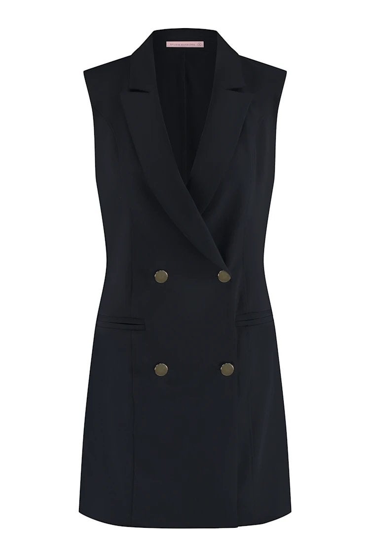 Studio anneloes jazzy bonded gilet blazer XL donkerblauw, Blauw, Maat 46/48 (XL) of groter, Ophalen of Verzenden, Zo goed als nieuw
